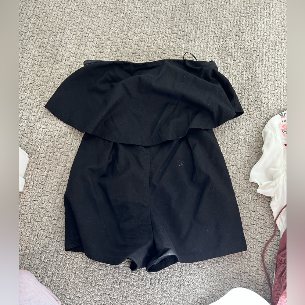 Plain Black Strapless romper